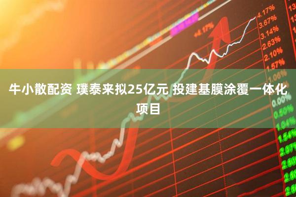 牛小散配资 璞泰来拟25亿元 投建基膜涂覆一体化项目